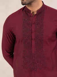 Maroon Formal Embroidered Kurta - AL-K-SP-068