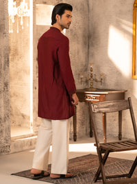 Maroon Formal Embroidered Kurta - AL-K-SP-068