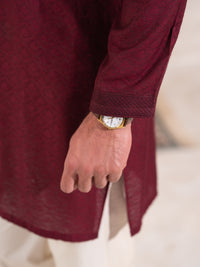 Maroon Formal Embroidered Kurta - AL-K-SP-068
