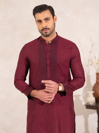 Maroon Formal Embroidered Kurta - AL-K-SP-068