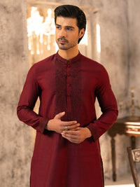 Maroon Formal Embroidered Kurta - AL-K-SP-068