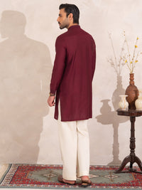 Maroon Formal Embroidered Kurta - AL-K-SP-068
