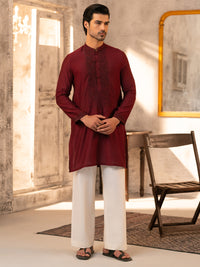 Maroon Formal Embroidered Kurta - AL-K-SP-068