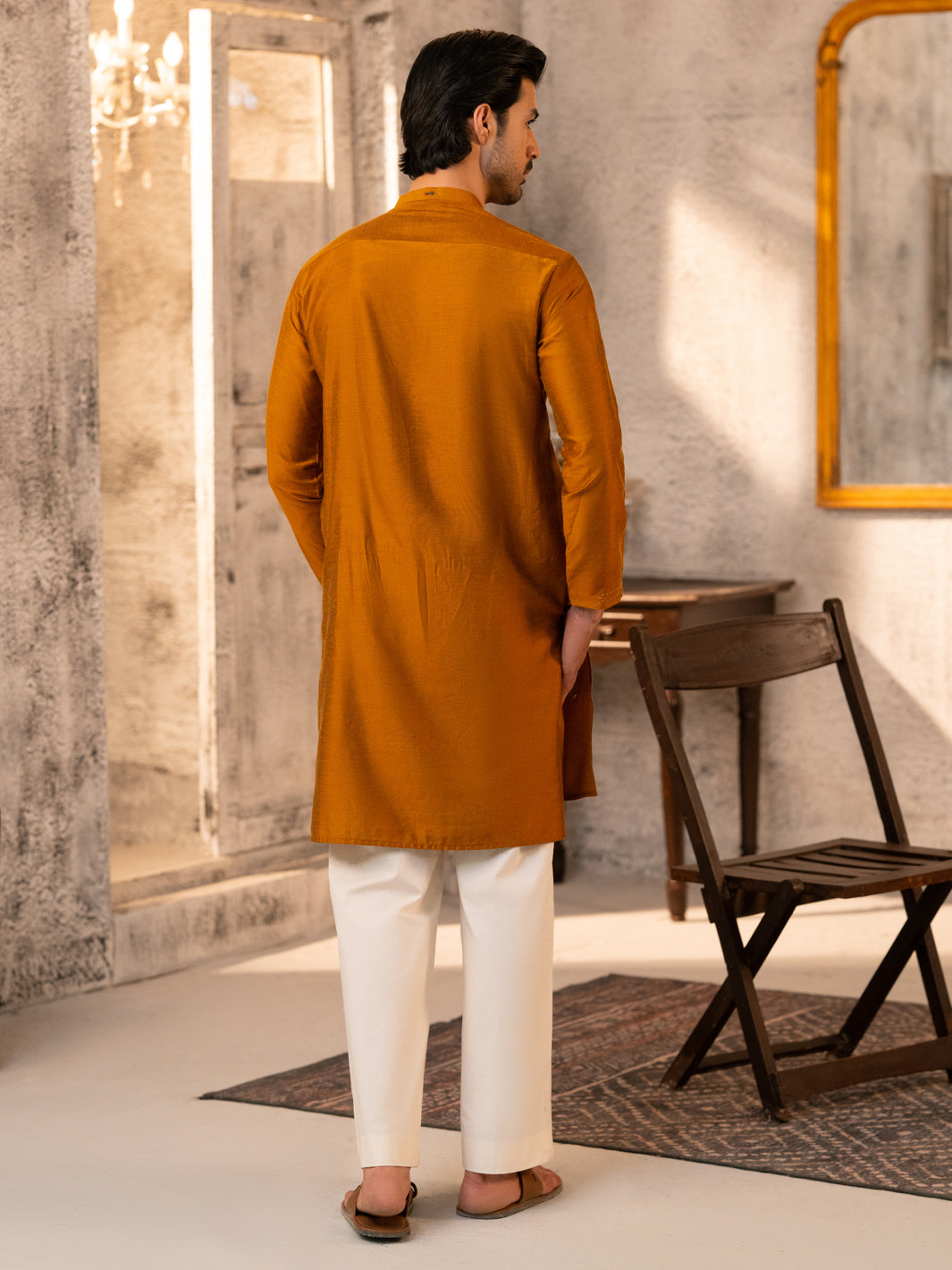 Mustard Formal Embroidered Kurta - AL-K-SP-069