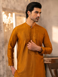 Mustard Formal Embroidered Kurta - AL-K-SP-069
