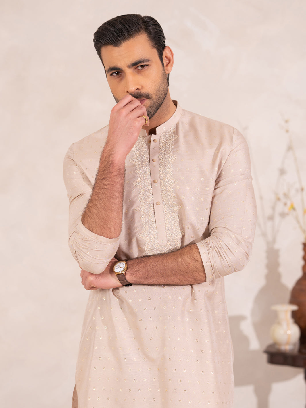 Beige Plain Special Kurta - AL-K-SP-072B
