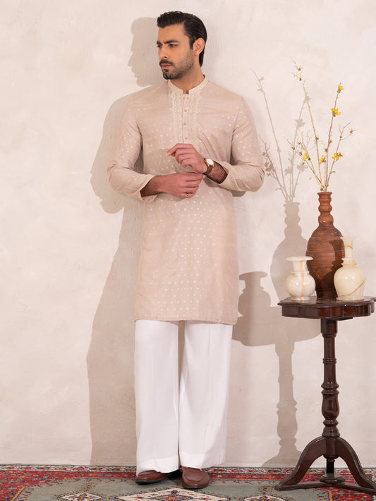 Beige Plain Special Kurta - AL-K-SP-072B