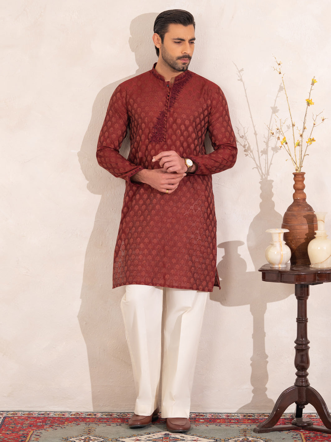 Maroon Formal Special Kurta - AL-K-SP-074