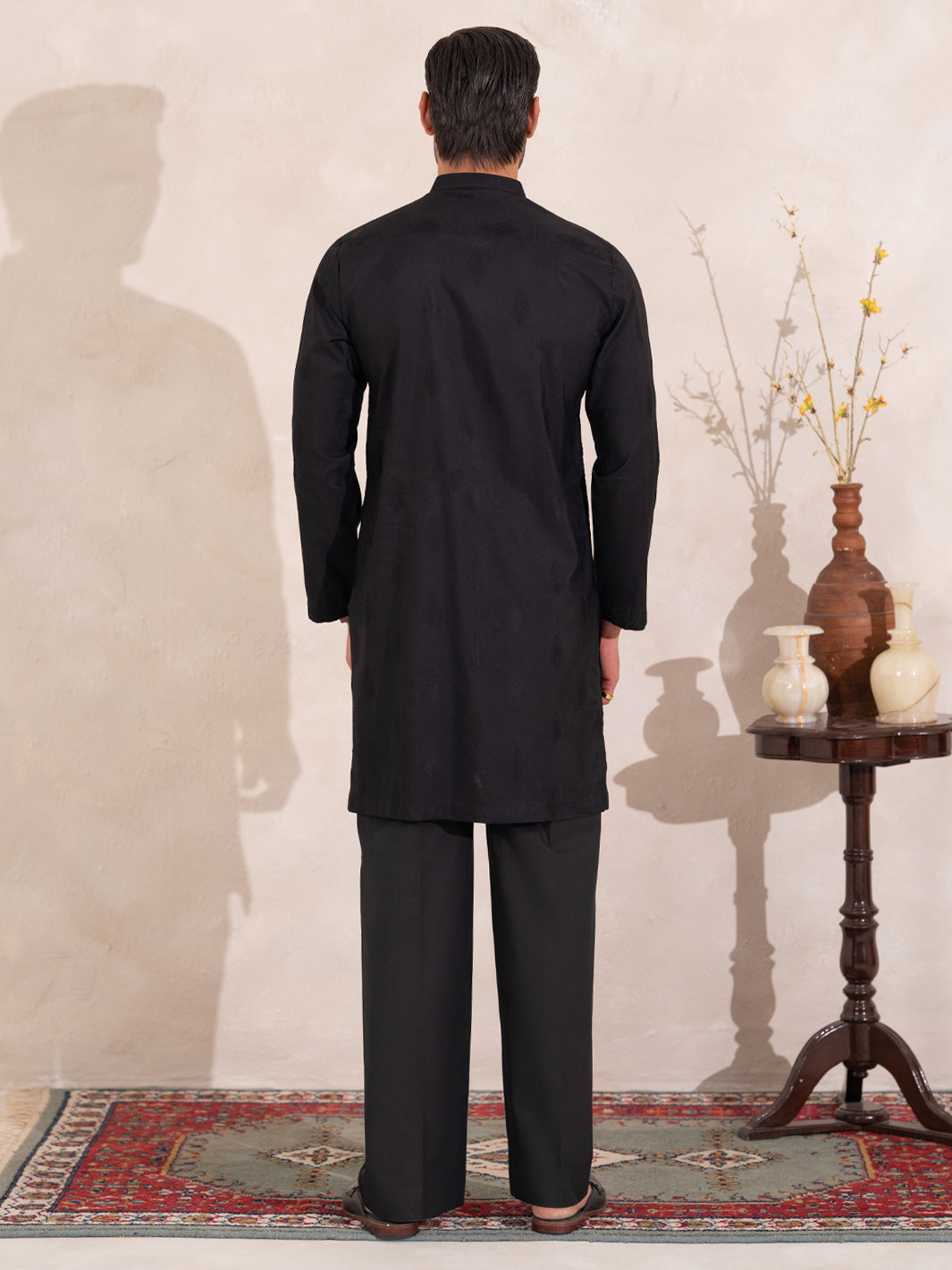 Black Semi-Formal Special Kurta - AL-K-SP-075