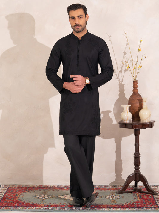 Black Semi-Formal Special Kurta - AL-K-SP-075