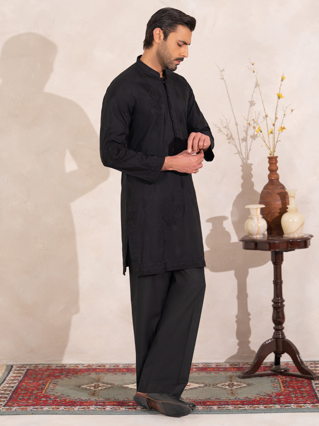 Black Semi-Formal Special Kurta - AL-K-SP-075