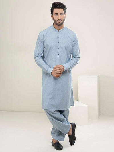 Light Blue Blended Kameez Shalwar - AL-KS-2946