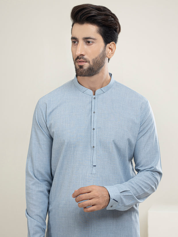 Light Blue Blended Kameez Shalwar - AL-KS-2946 – Almirah