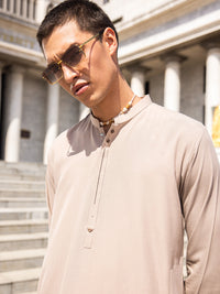 Beige Blended Kameez Shalwar - AL-KS-2993