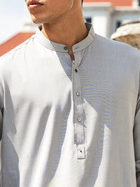 Light Grey Blended Kameez Shalwar - AL-KS-2999