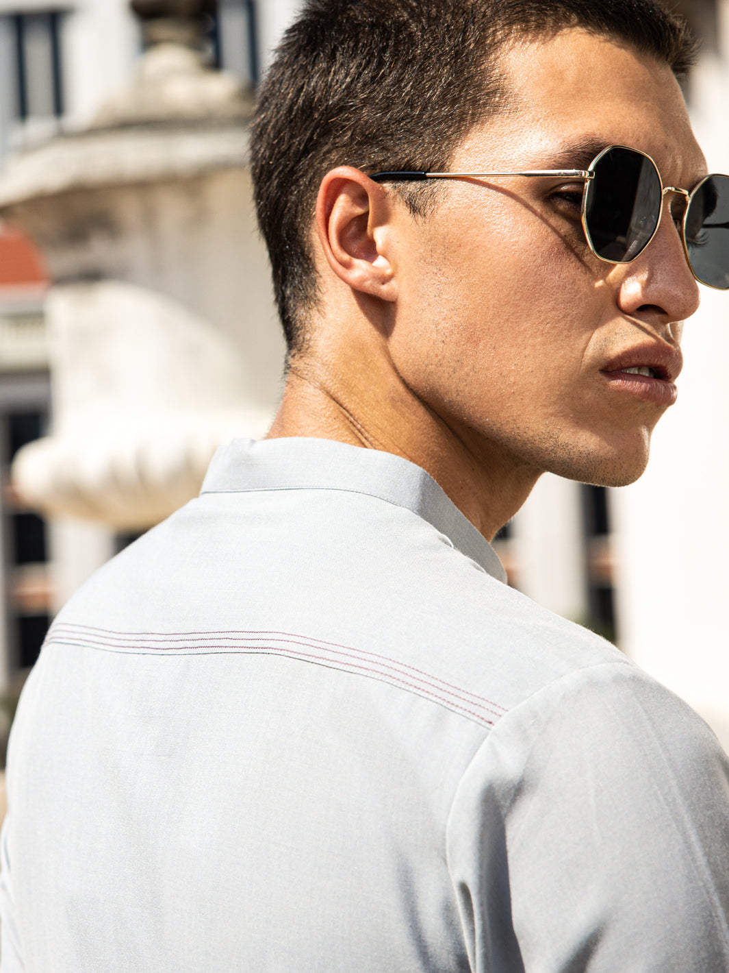 Light Grey Blended Kameez Shalwar - AL-KS-2999 - Almirah Online