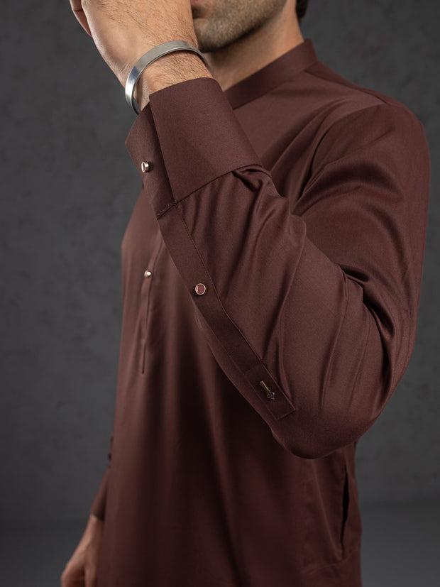 Maroon Blended Kameez Shalwar - ALET-KS-1016 - Almirah Online