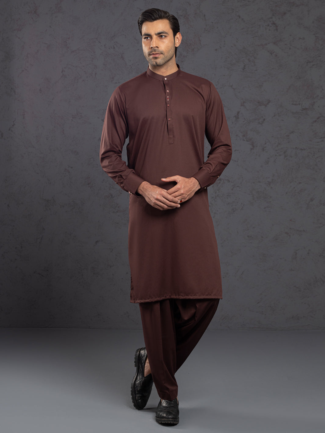 Maroon Blended Kameez Shalwar - AL-KS-3001F - Almirah Online