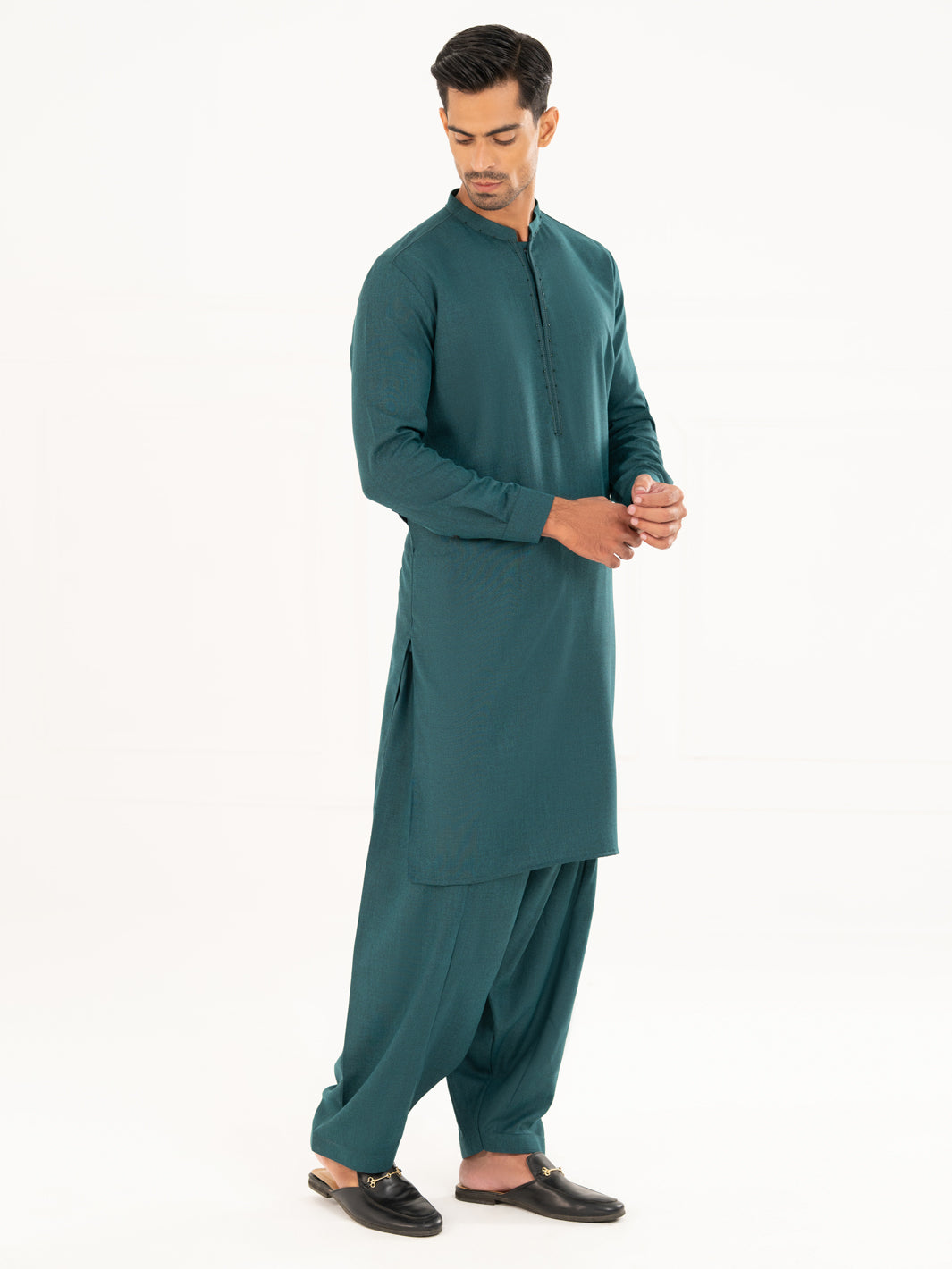 Green Semi-Formal Kameez Shalwar - AL-KS-3161A