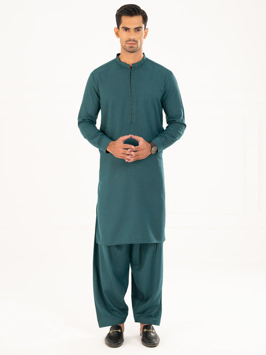 Green Semi-Formal Kameez Shalwar - AL-KS-3161A