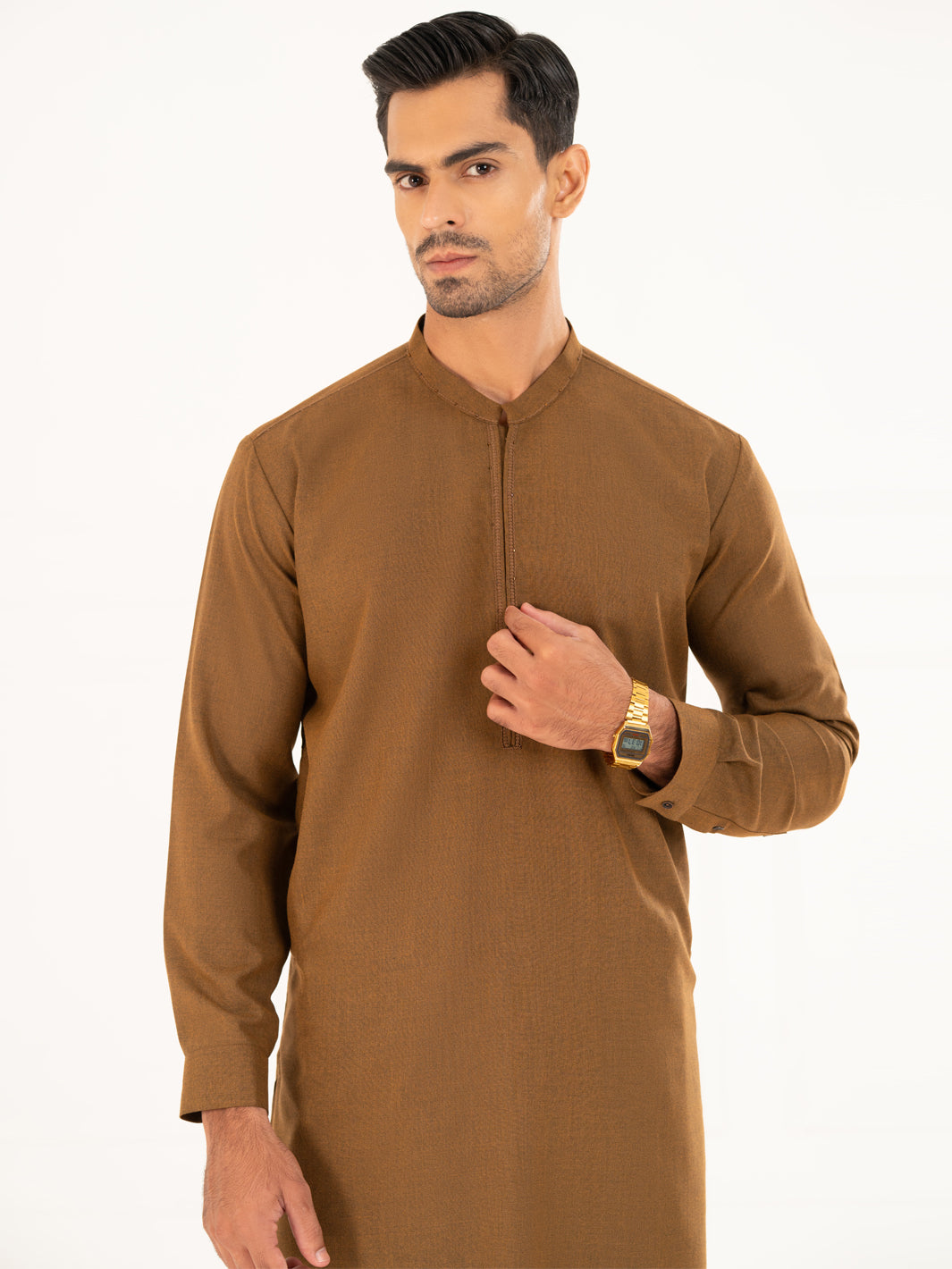 Brown Semi-Formal Kameez Shalwar - AL-KS-3161B