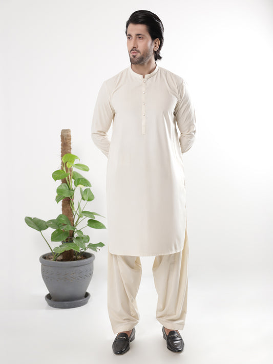 Cream Blended Kameez Shalwar - AL-KS-3224A