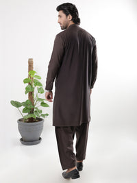 Brown Blended Kameez Shalwar - AL-KS-3224B