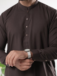 Brown Blended Kameez Shalwar - AL-KS-3224B