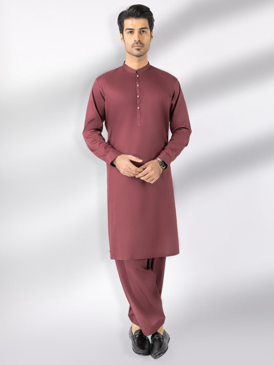 Maroon Blended Kameez Shalwar - AL-KS-3243F