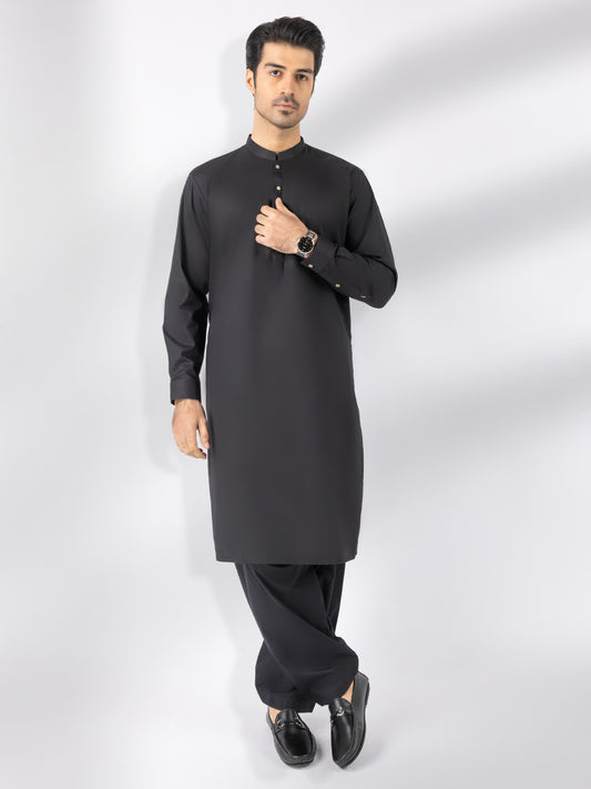 Black Blended Kameez Shalwar - AL-KS-3243H