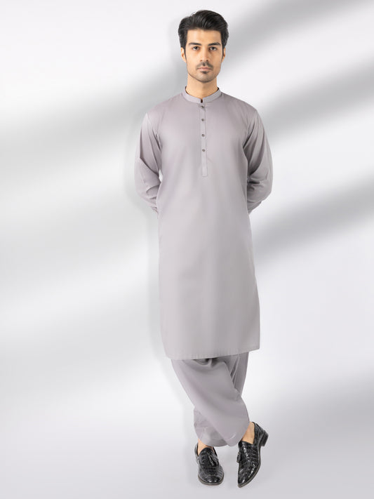 Grey Cotton Kameez Shalwar - AL-KS-3245B