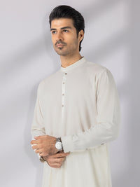 Off White Blended Kameez Shalwar - AL-KS-3247D