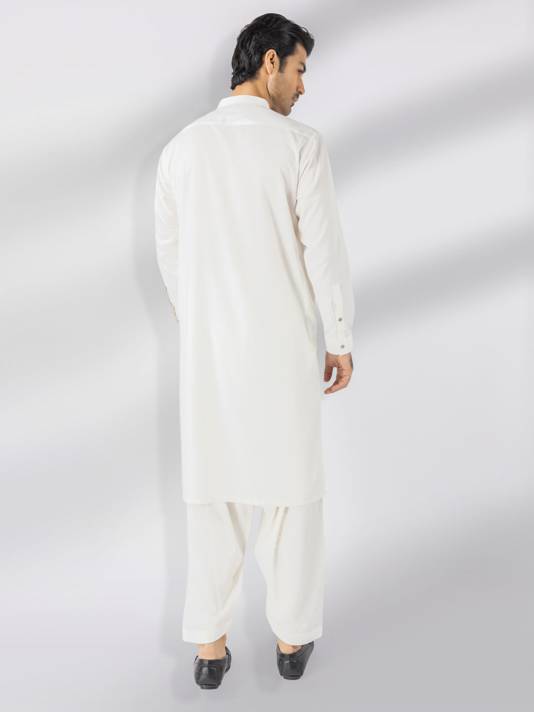 Off White Blended Kameez Shalwar - AL-KS-3247D