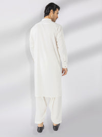 Off White Blended Kameez Shalwar - AL-KS-3247D