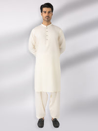 Cream Blended Kameez Shalwar - AL-KS-3247E
