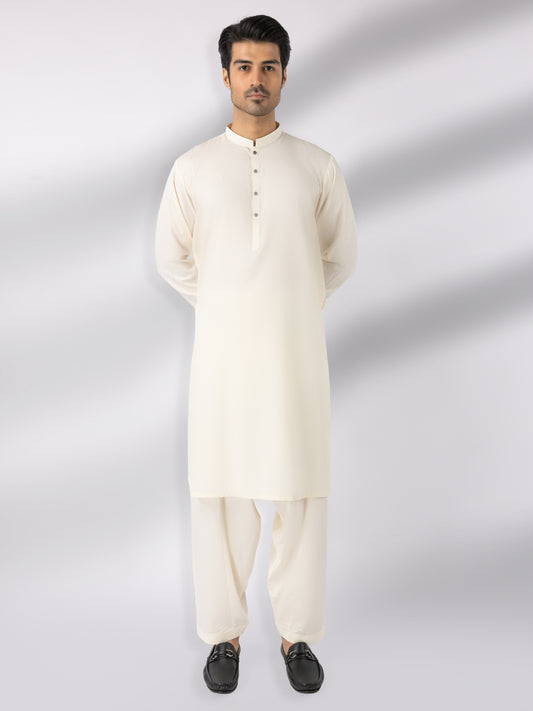 Cream Blended Kameez Shalwar - AL-KS-3247E