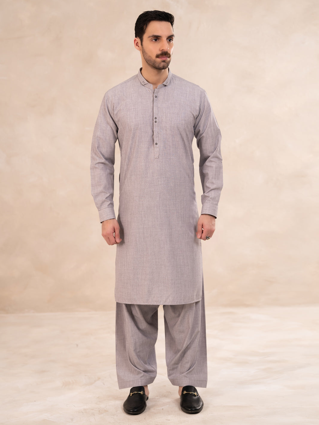 Ash Grey Cut & Sew Kameez Shalwar - AL-KS-3257