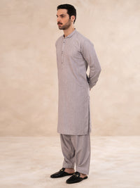 Ash Grey Cut & Sew Kameez Shalwar - AL-KS-3257
