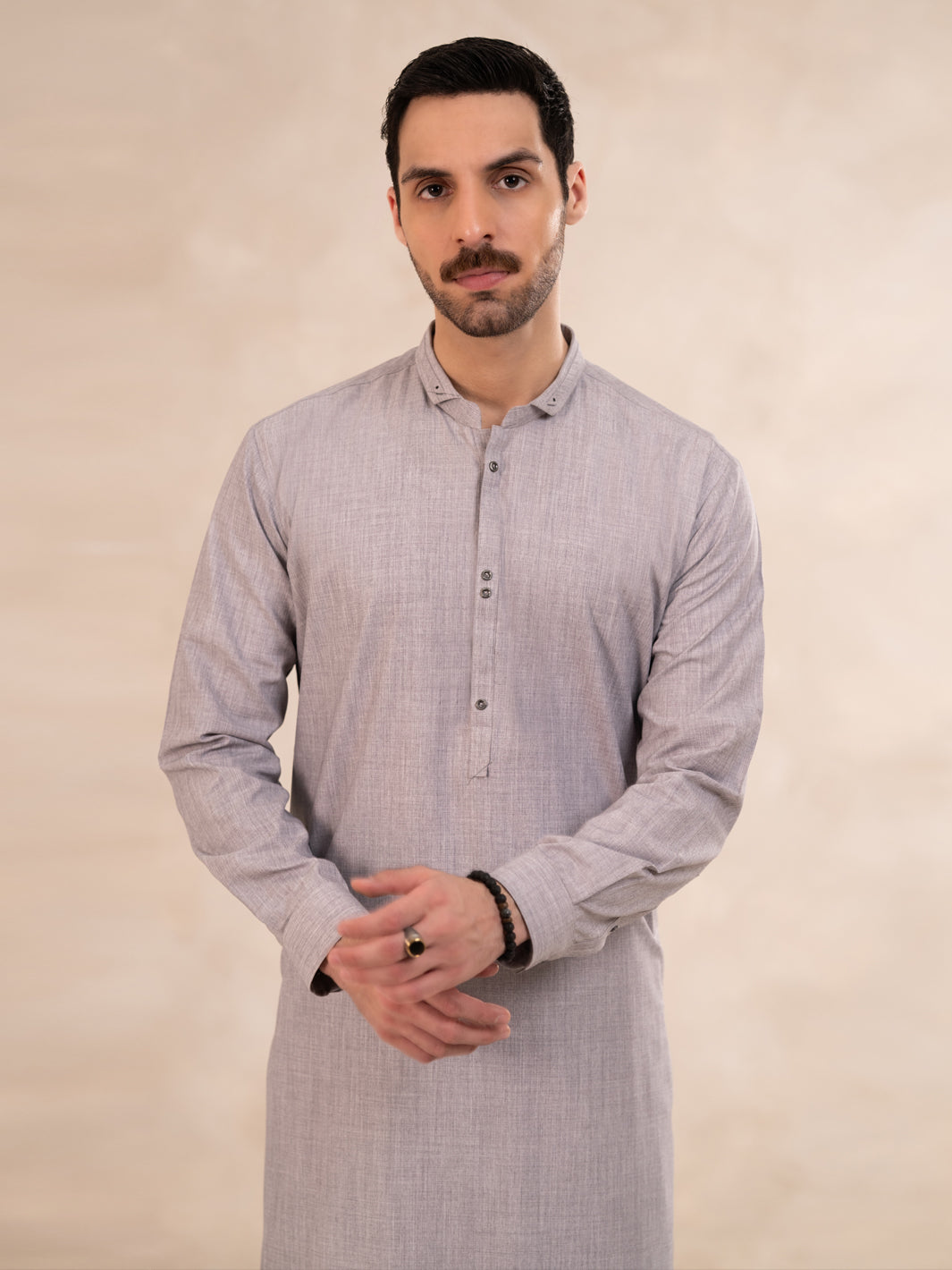 Ash Grey Cut & Sew Kameez Shalwar - AL-KS-3257