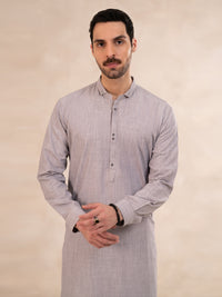 Ash Grey Cut & Sew Kameez Shalwar - AL-KS-3257