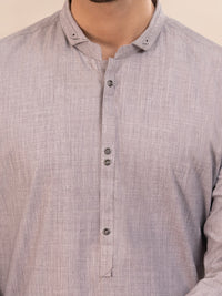 Ash Grey Cut & Sew Kameez Shalwar - AL-KS-3257