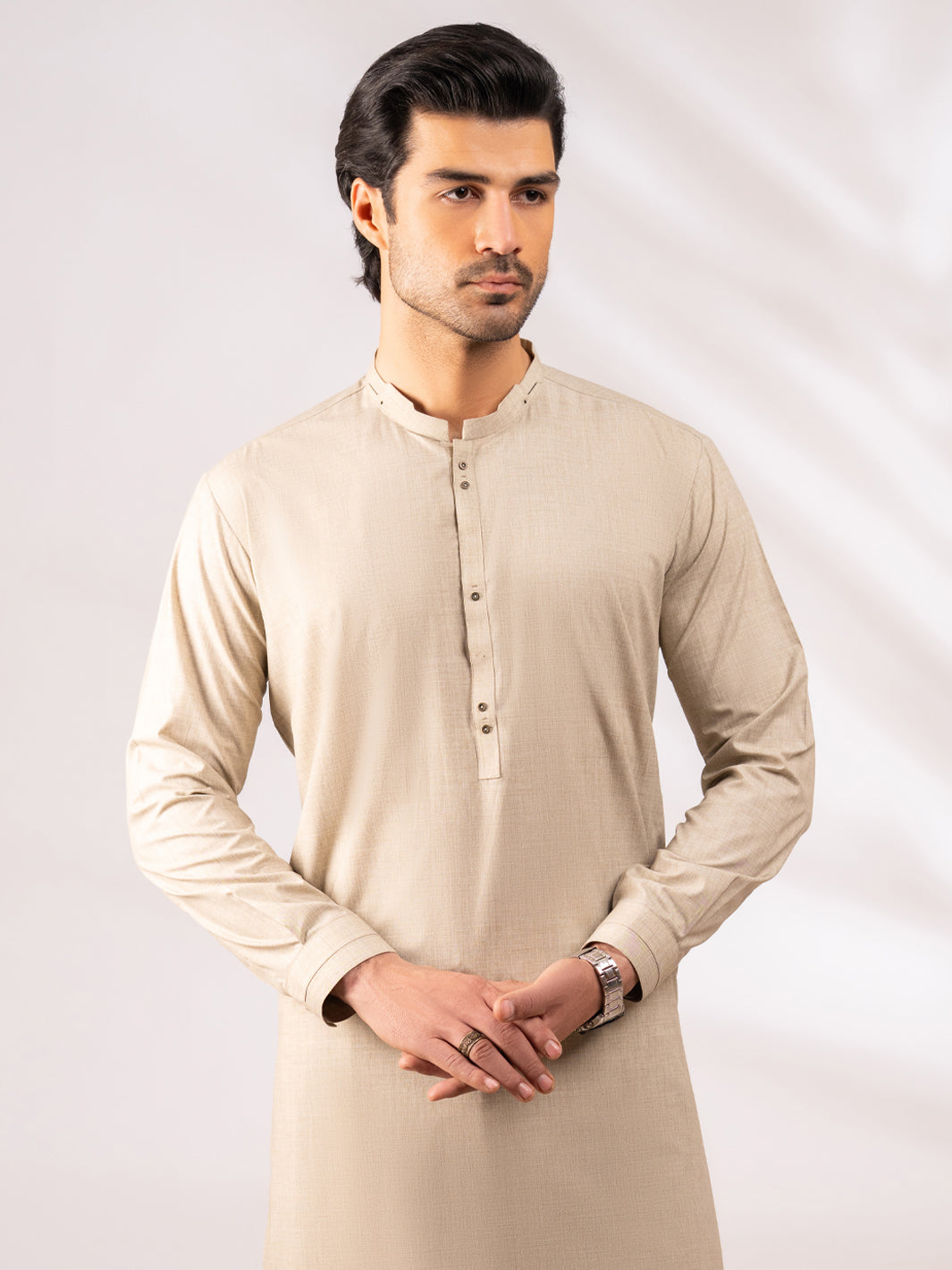 Beige Cut & Sew Kameez Shalwar - AL-KS-3258