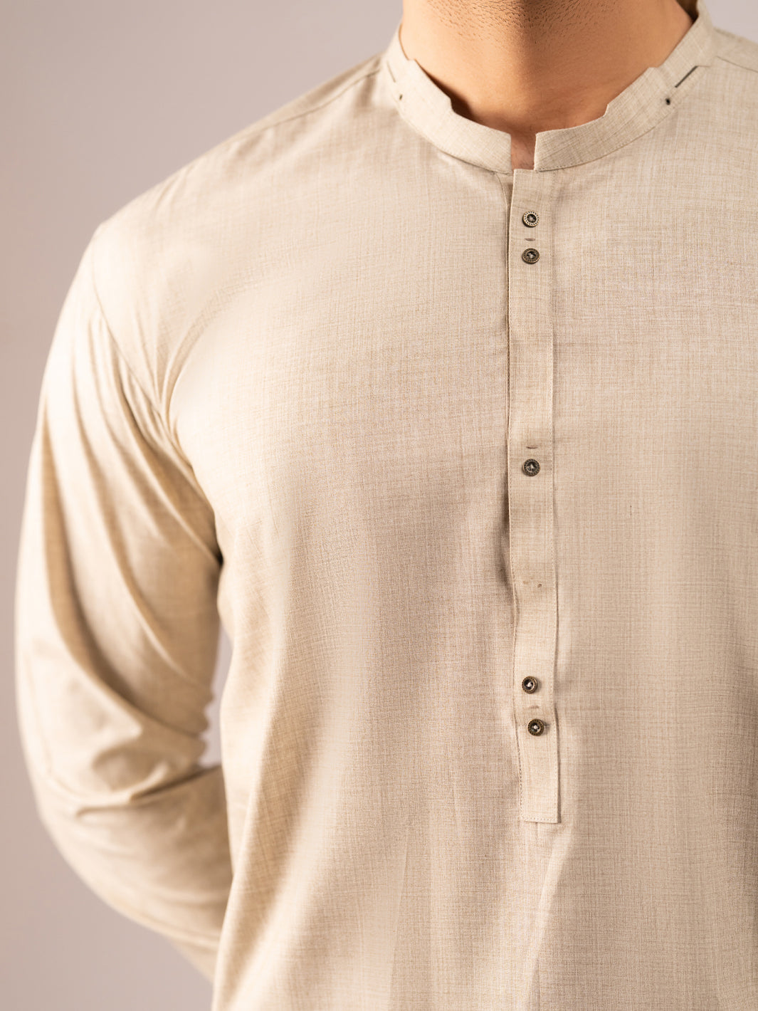 Beige Cut & Sew Kameez Shalwar - AL-KS-3258