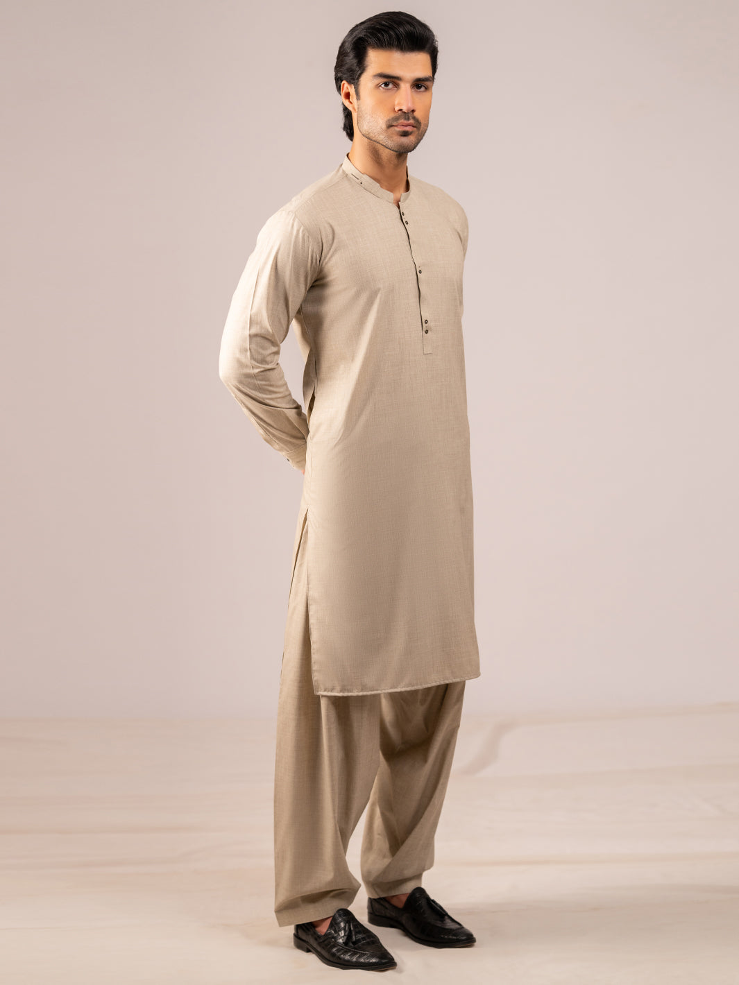 Beige Cut & Sew Kameez Shalwar - AL-KS-3258