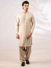 Beige Cut & Sew Kameez Shalwar - AL-KS-3258