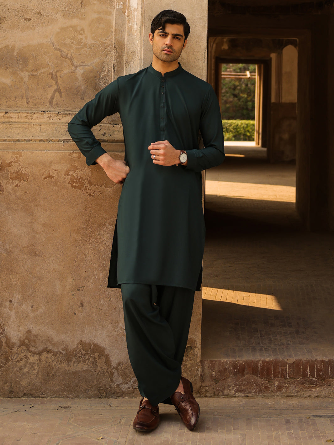 Green Cut & Sew Kameez Shalwar - AL-KS-3260