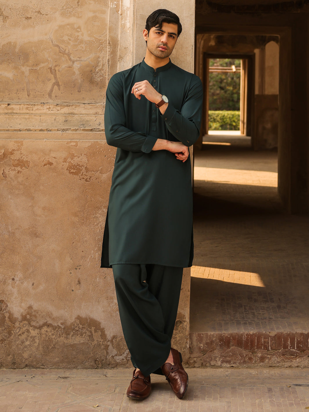 Green Cut & Sew Kameez Shalwar - AL-KS-3260