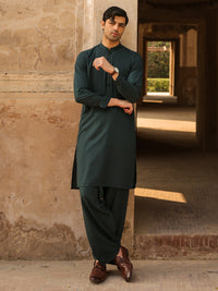 Green Cut & Sew Kameez Shalwar - AL-KS-3260