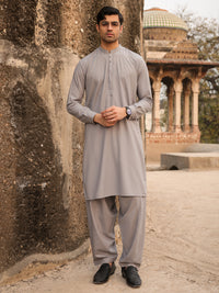 Light Grey Cut & Sew Kameez Shalwar - AL-KS-3270