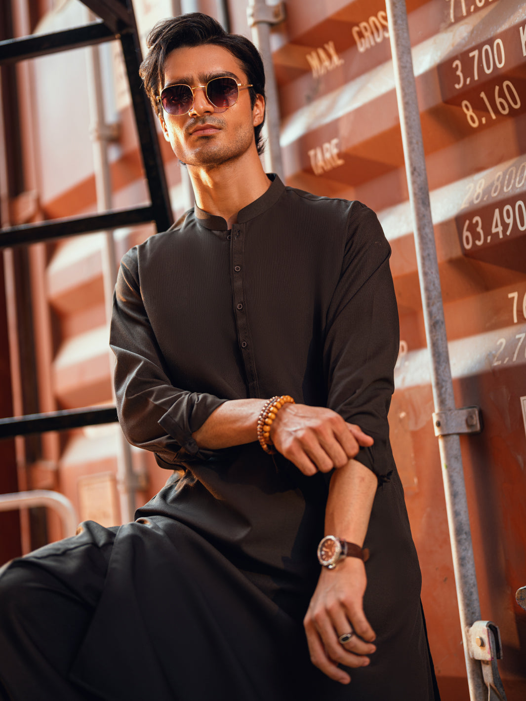 Dark Brown Kameez Shalwar - AL-KS-3272